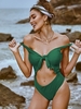 ZAFUL Knot Ruffle Cutout One-piece Swimsuit Xl Medium sea green