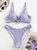 ZAFUL Knot Side Boning Ribbed Bikini Swimsuit M Light purple