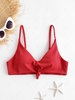 ZAFUL Knot Side Boning Ribbed Bikini Top S Lava red
