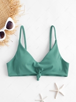 ZAFUL Knot Side Boning Ribbed Bikini Top S Sea turtle green