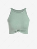 ZAFUL Knotted Cut Out Ribbed Tank Top M Light green