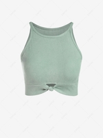 ZAFUL Knotted Cut Out Ribbed Tank Top M Light green