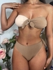 ZAFUL Knotted Monochrome Ribbed Padded Bikini Set M Coffee