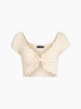 ZAFUL Knotted Plunging Crop Knitwear L White