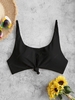 ZAFUL Knotted Scoop Neck Pullover Bikini Top M Black