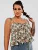 ZAFUL Knotted Tie Shoulder Floral Plus Size Cami Top