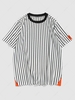 ZAFUL Label Design Colorblock Vertical Striped Casual T-shirt Xl White