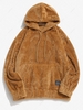 Zaful Label Kangaroo Pocket Fluffy Hoodie 2xl Coffee