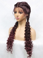 zaful Lace Front Braid Hair Long Synthetic Wig with Curly Bunches
