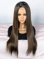 zaful Lace Front Brown Black Long Silky Straight Daily Wig
