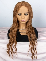 zaful Lace Front Brown Long Wavy Synthetic Daily Wig