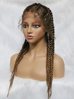 zaful Lace Front Long Braid Hair Synthetic Wig with Ponytail