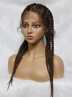 zaful Lace Front Long Braid Hair Synthetic Wig with Ponytail