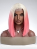 zaful Lace Front White Gradient Pink Shoulder-length Straight Synthetic Wig
