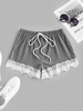 ZAFUL Lace Insert Colorblock Loose Shorts M Gray