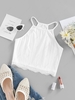 ZAFUL Lace Insert Rib Knit Cutaway Tank Top Xl White