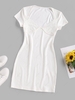 ZAFUL Lace Insert Ribbed Cupped Bodycon Dress L White