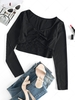ZAFUL Lace Insert Ruched Bust Crop Tee Xl Black