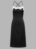 ZAFUL Lace Panel Crisscross Midi A Line Dress L Black