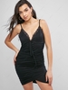 ZAFUL Lace Panel Ruched Bodycon Cami Dress S Black