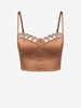 ZAFUL Lace Trim Satin Cropped Camisole L Coffee