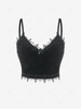 ZAFUL Lace Trim Velvet Cropped Camisole L Black