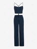 ZAFUL Lace Up Criss Cross Top and Low Rise Pants Set L Deep blue