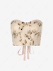 ZAFUL Lace Up Flower Padded Corset Style Tube Top L Light coffee