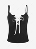 ZAFUL Lace Up Frilled Trim Cami Top L Black