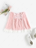 ZAFUL Lace-up Gingham Lace Insert Skirt L Light pink