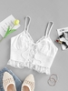 ZAFUL Lace-up Lace Panel Smocked Bralette Top L White