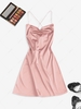 ZAFUL Lace Up Open Back Satin Party Dress L Light pink