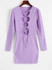 ZAFUL Lace Up Ribbed Bodycon Dress Xl Light purple