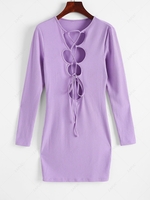 ZAFUL Lace Up Ribbed Bodycon Dress Xl Light purple