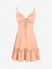 ZAFUL Lace Up Ruffle Cupped Mini Dress L Light orange