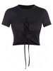 ZAFUL Lace Up Short Sleeve Crop T Shirt Xl Black