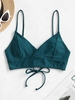 ZAFUL Lace-up Surplice Bikini Top S Peacock blue