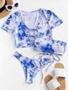 ZAFUL Lace Up Tie Dye Bikini Swimsuit with Cover Up Top L Multi a