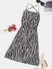 ZAFUL Lace Up Zebra Print Mini Bodycon Dress S White