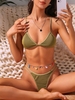 ZAFUL Ladder Cutout Textured Rib Thong Bikini Swimwear L Light green