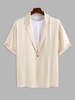ZAFUL Lapel Collar One Button Satin Shirt S Light coffee