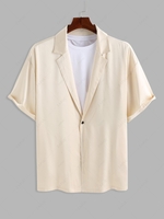 ZAFUL Lapel Collar One Button Satin Shirt S Light coffee