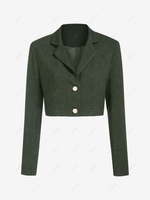 ZAFUL Lapel Crop Blazer L Deep green