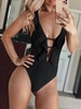 ZAFUL Lattice Criss Cross Ruffle Swimsuit Tummy Control Swimwear 2xl Black