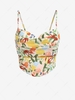 ZAFUL Leaf Floral Print Cowl Front Corset Camisole M Light coffee