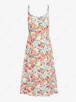 ZAFUL Leaf Print Cami Midi Dress L Light green