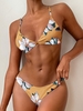 ZAFUL Leaf Print High Leg Bikini Set L Golden brown