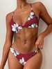 ZAFUL Leaf Print High Leg Bikini Set L Red wine