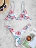 ZAFUL Leaf Print High Leg Bikini Set M Natural white