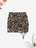 ZAFUL Leopard Cinched Front Slinky Mini Skirt Xl